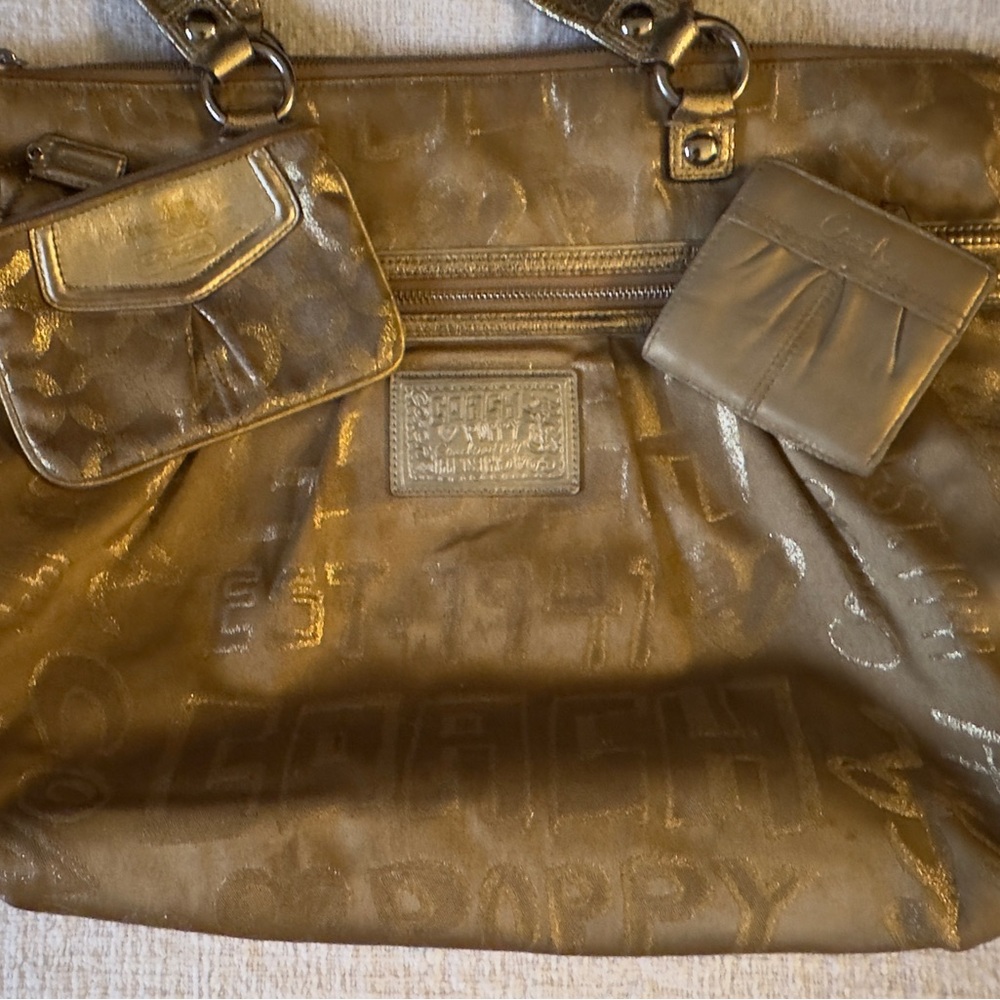 Coach Metallic Gold Shoulder Bag Set